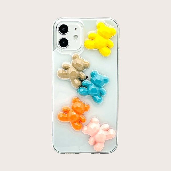 

Cartoon Bear Clear Phone Case, Multicolor