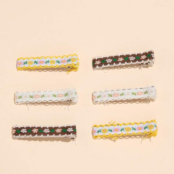 

6pcs Flower Pattern Hair Clip, Multicolor
