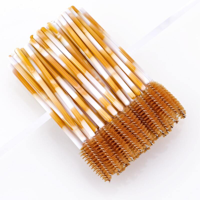 

50pcs Two Tone Disposable Eyelash Brush, Mustard yellow