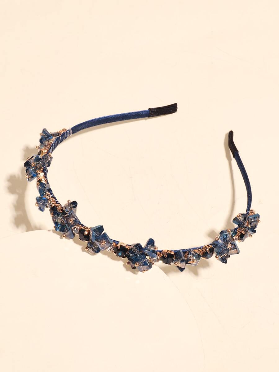 水晶裝飾髮帶 - 藍色 - 查看 1