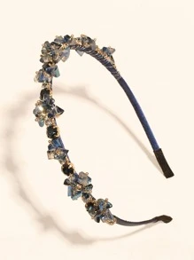 水晶裝飾髮帶 - 藍色 - 查看 3