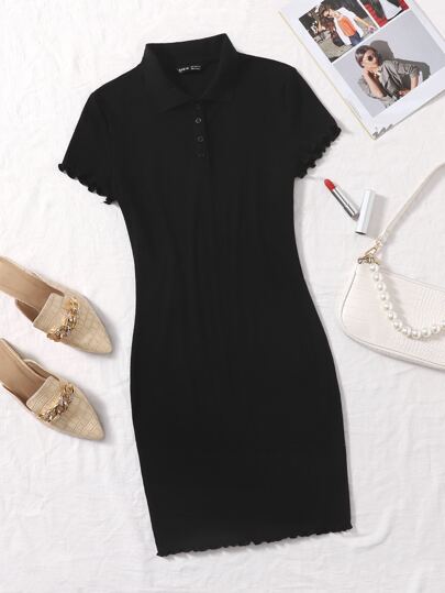 فستان ضيق بنصف ازرار ومقلم خس