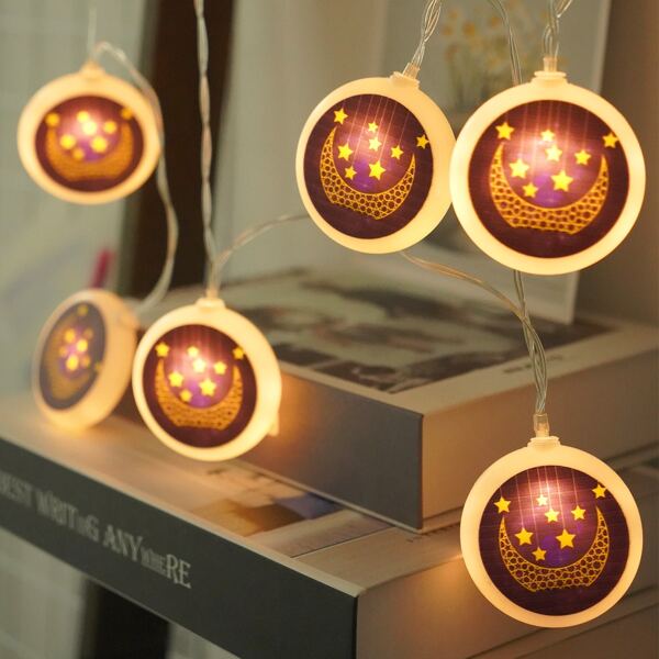 

1pc String Light With 10pcs Moon Pattern Bulb, Yellow