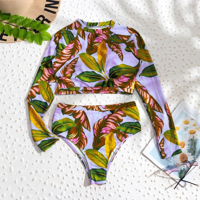 

Tropical High Waisted Bikini Swimsuit, Multicolor