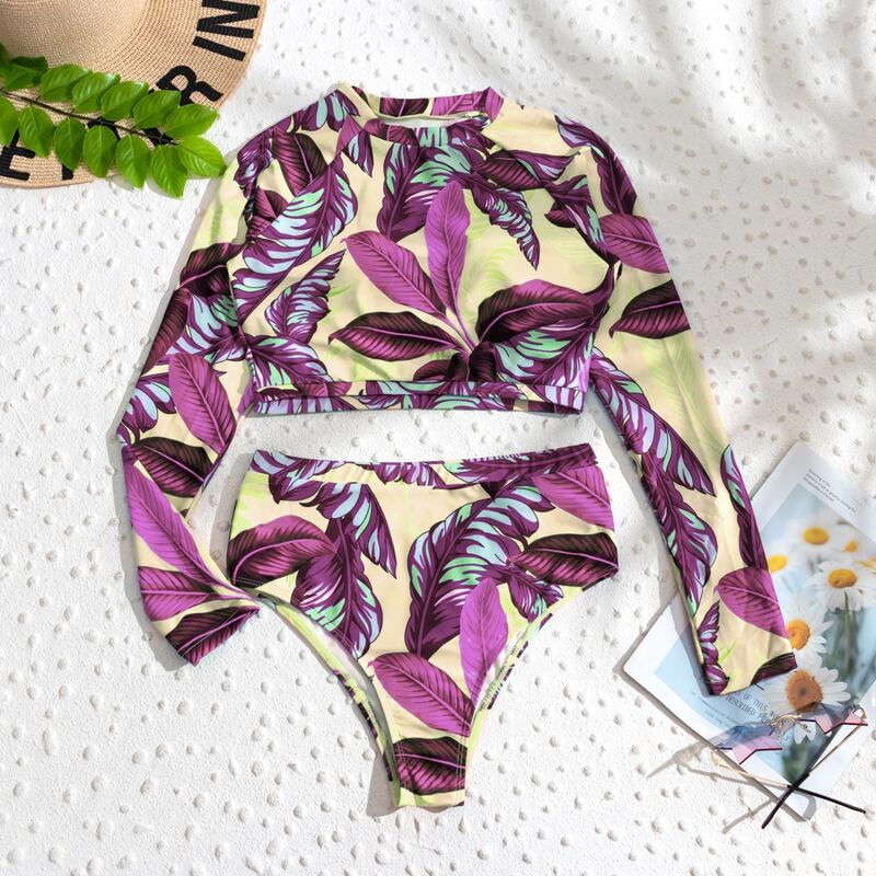 

Tropical High Waisted Bikini Swimsuit, Multicolor