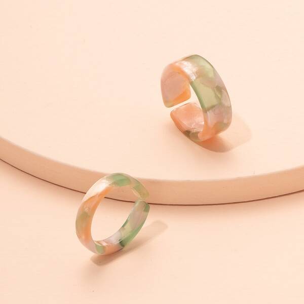 

2pcs Resin Ring, Multicolor