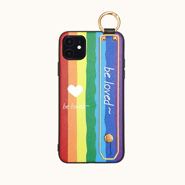 

Rainbow Stripe Hand Strap Phone Case, Multicolor