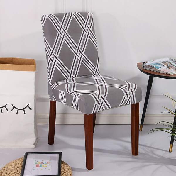 

Geometric Pattern Stretchy Chair Cover, Grey