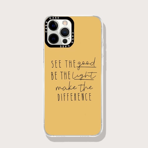 

Slogan Graphic Phone Case, Yellow