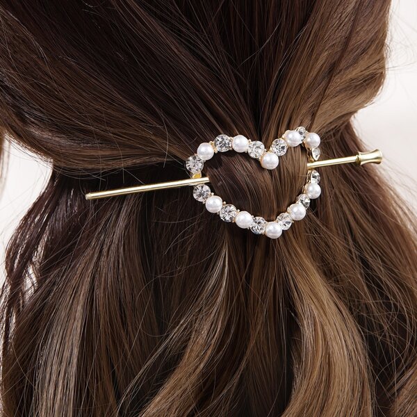

Rhinestone Heart Decor Hair Pin, Multicolor