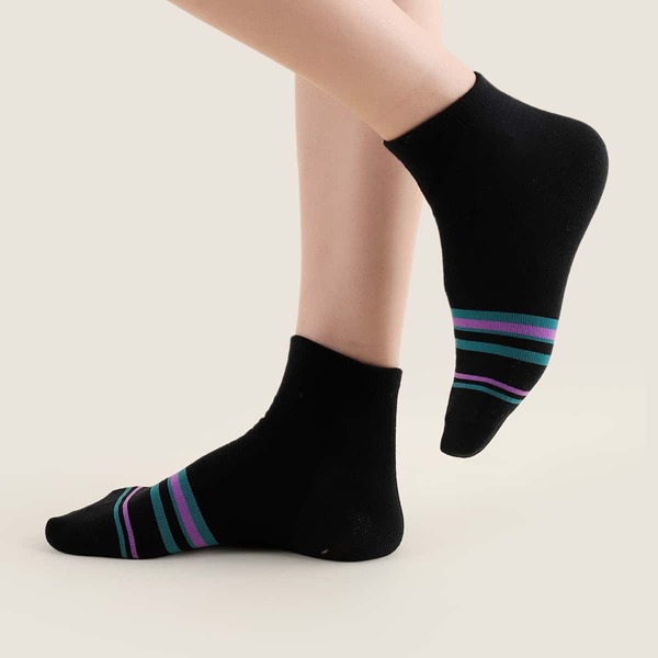 

2pairs Striped Ankle Socks, Multicolor