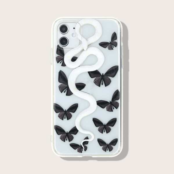 

Snake & Butterfly Print Clear Phone Case