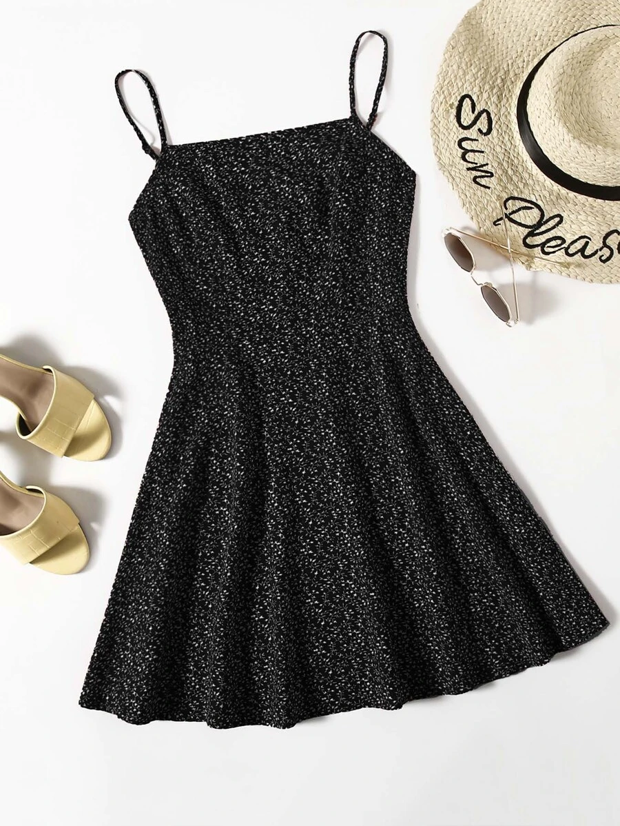 Dreamara Vestido de tirantes con planta - Negro - Ver 1