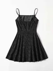 Dreamara Vestido de tirantes con planta - Negro - Ver 2