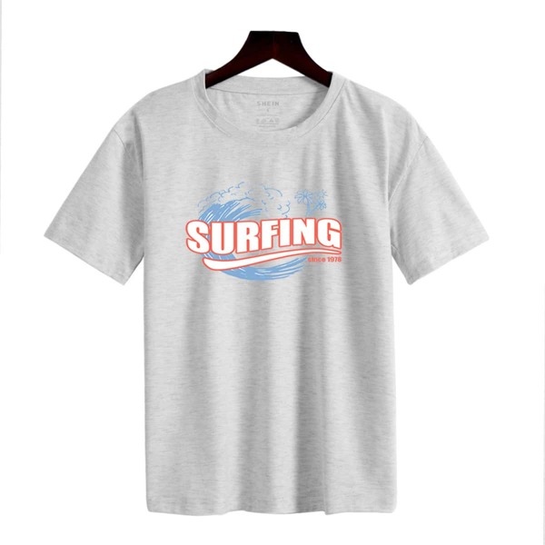 

Letter & Wave Print Tee, Light grey