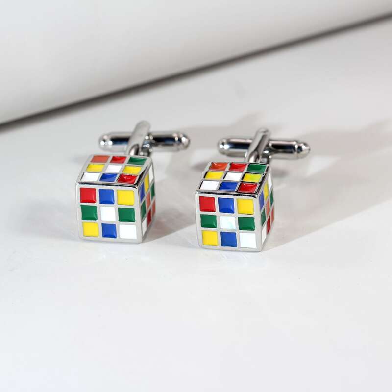 

Guys Rubiks Cube Design Cufflinks, Multicolor