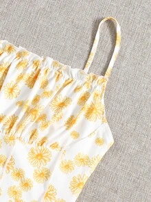 SHEIN Ruched Bust Seam Front Floral Print Cami Top - Multicolor - View 4