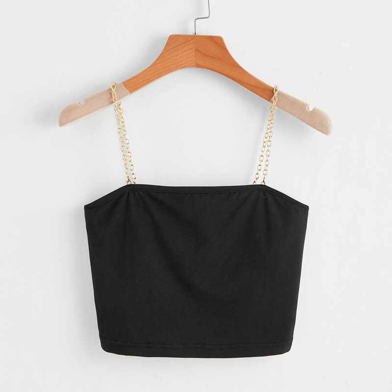 

Solid Chain Crop Cami, Black