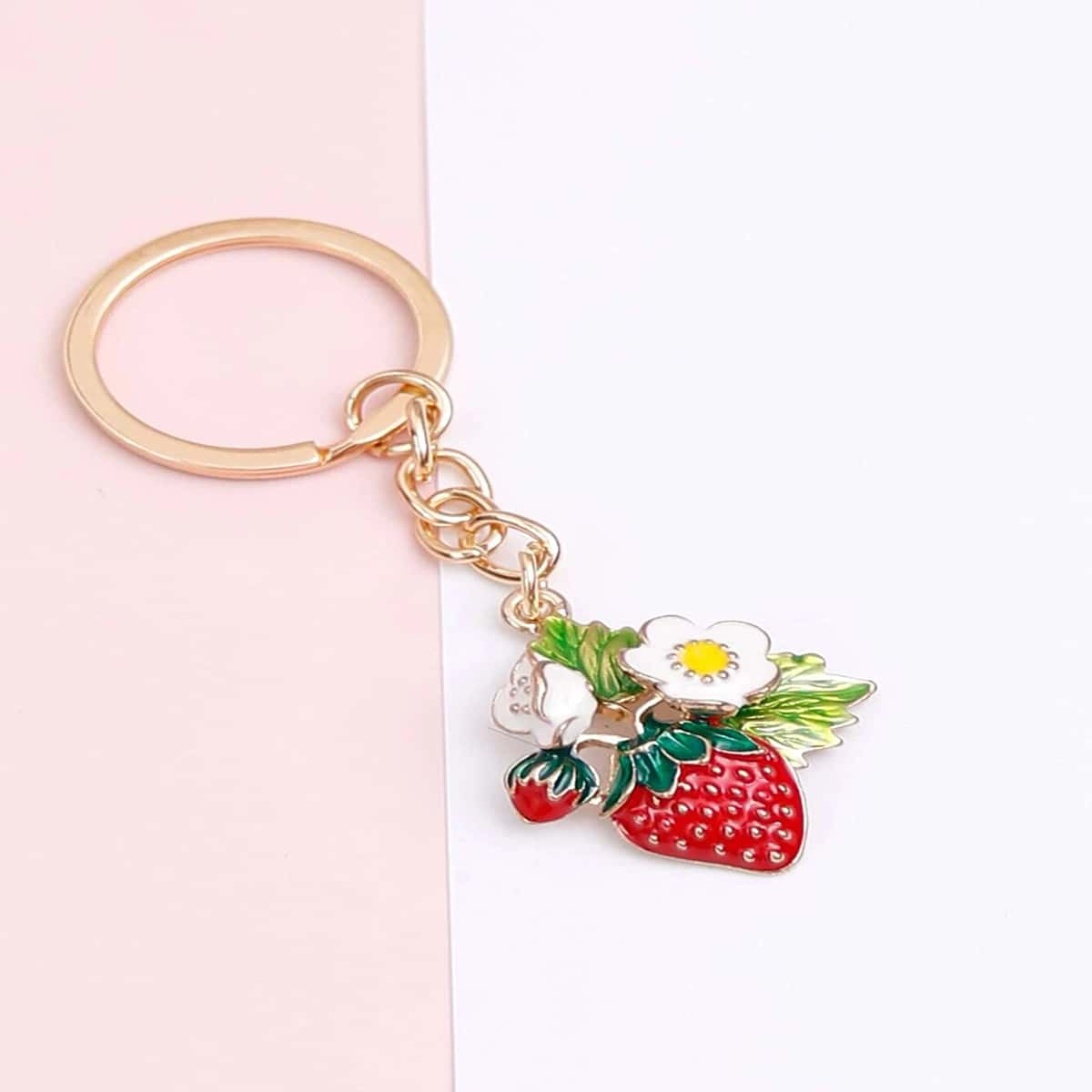 

Strawberry & Flower Decor Keychain, Multicolor