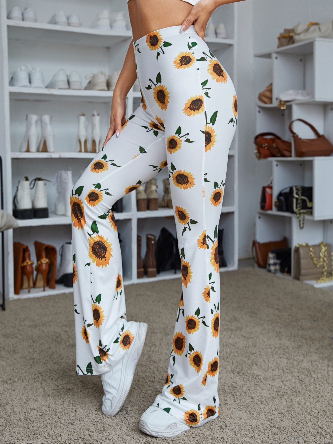 sunflower print pants