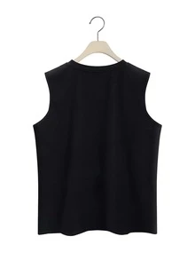 Top tank con slogan & con estampado de labio - Negro - Ver 2