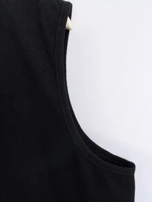 Top tank con slogan & con estampado de labio - Negro - Ver 4