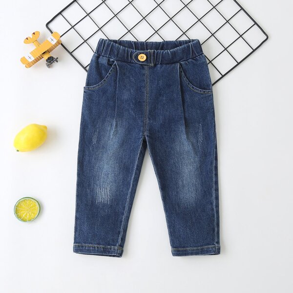 

Toddler Girls Solid Tapered Jeans, Dark wash
