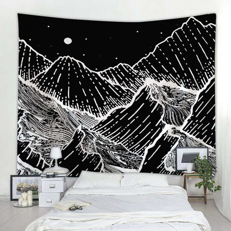 

Mountain Pattern Tapestry, Black and white
