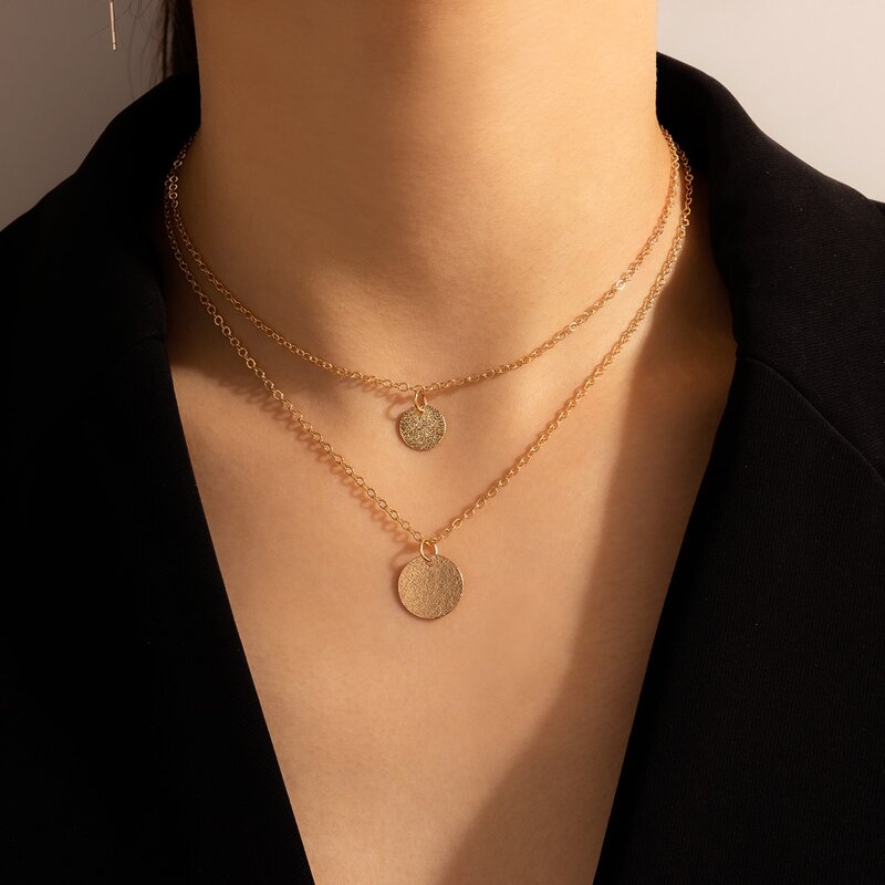 

Disc Layered Necklace, Gold