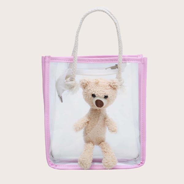 

Clear Bear Decor Satchel Bag, Pink