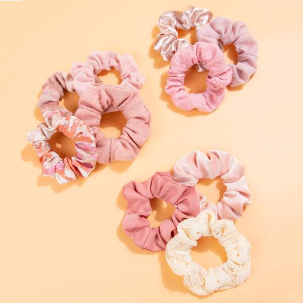 

10pcs Simple Scrunchies, Multicolor