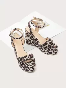 Leopard Pattern Wedge Sandals - Multicolor - View 1
