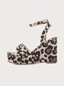 Leopard Pattern Wedge Sandals - Multicolor - View 5