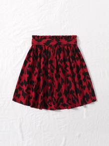 SHEIN Essnce 紙袋腰滿版圖案半身裙 - 彩色 - 查看 2