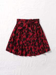 SHEIN Essnce 紙袋腰滿版圖案半身裙 - 彩色 - 查看 3