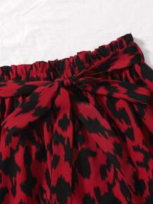 SHEIN Essnce 紙袋腰滿版圖案半身裙 - 彩色 - 查看 4