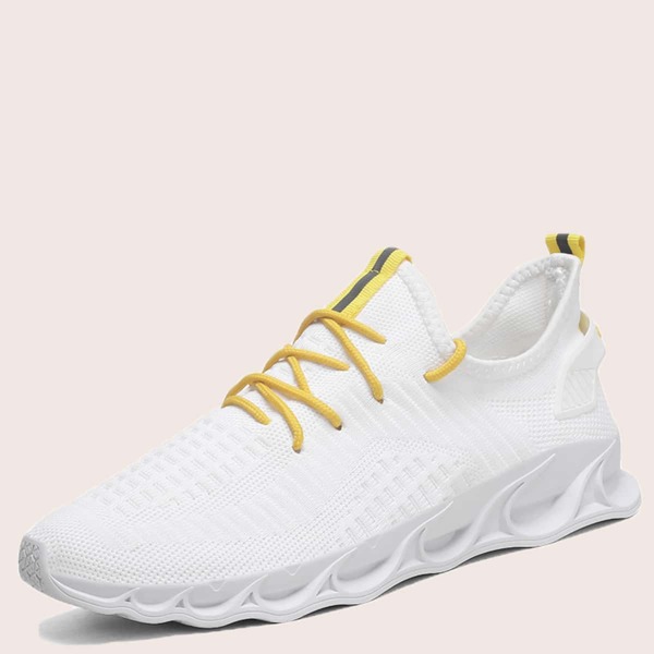 

Men Lace Up Decor Low Top Sneakers, White