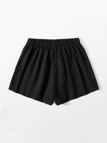 SHEIN Knot Waist Pocket Front Shorts - Black - View 2