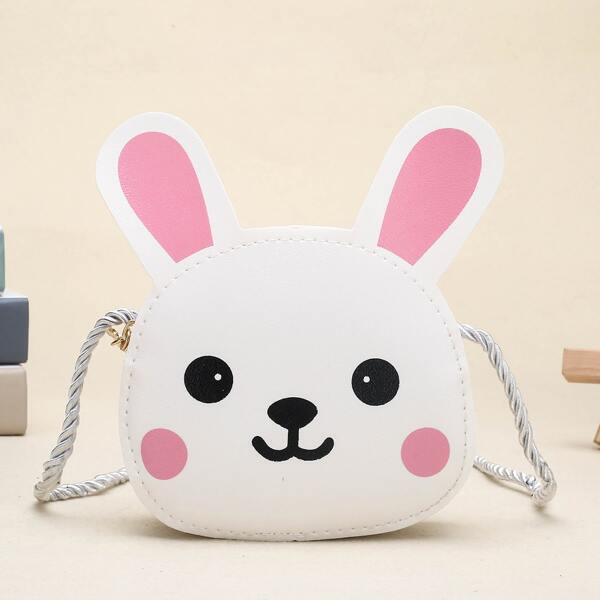 

Girls Cartoon Rabbit Design Crossbody Bag, White