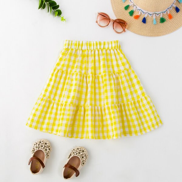 

Toddler Girls Gingham Ruffle Hem Flared Skirt, Multicolor