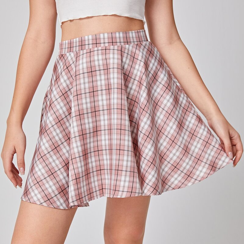 

Plaid Flare Skirt, Multicolor