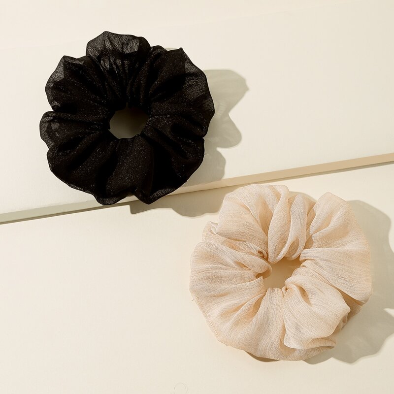 

2pcs Solid Mesh Scrunchie, Multicolor