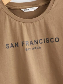 SHEIN 男孩字母圖案T恤