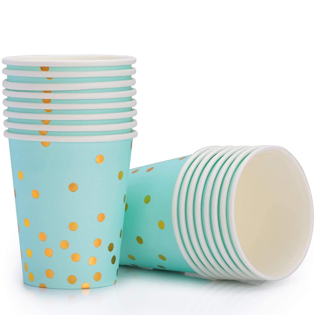 

10pcs Polka Dot Pattern Disposable Paper Cup, Blue