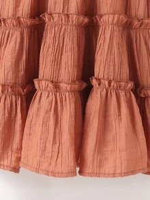 Toddler Girls Frill & Ruffle Trimed A-line Dress - Burnt Orange - View 4