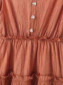 Toddler Girls Frill & Ruffle Trimed A-line Dress - Burnt Orange - View 5