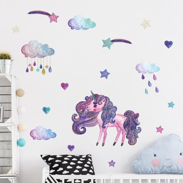 

Unicorn Print Kids Wall Sticker, Multicolor