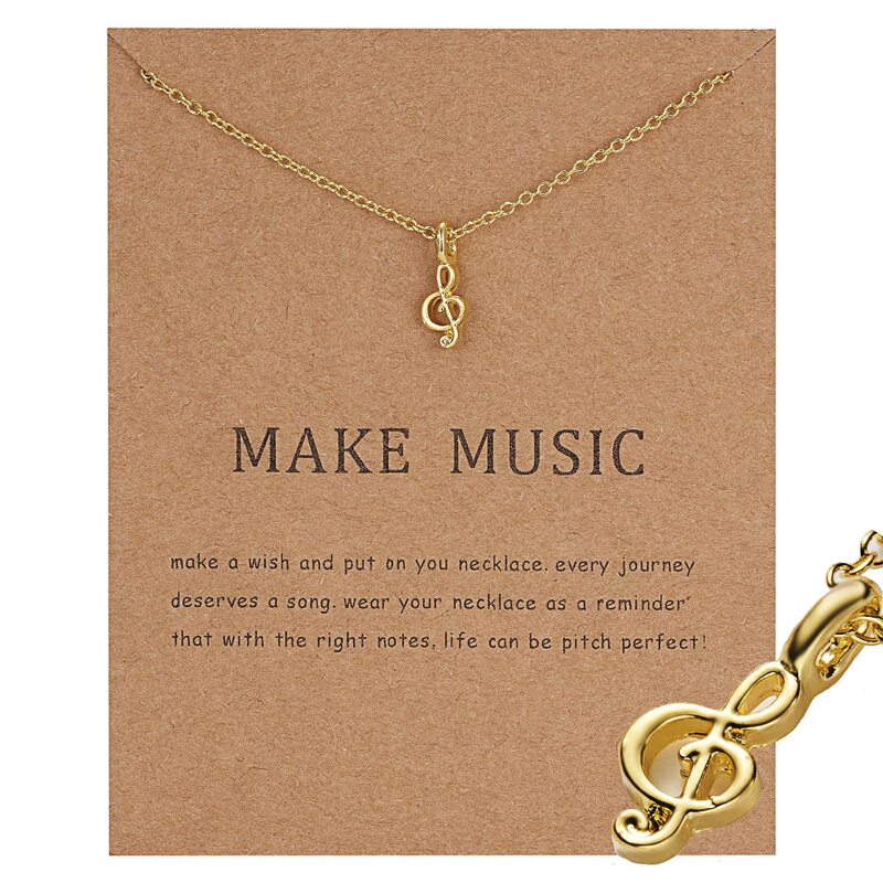 

Musical Note Pendant Necklace, Gold