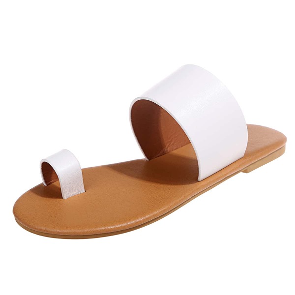 

Toe Loop Flat Thong Sandals, White