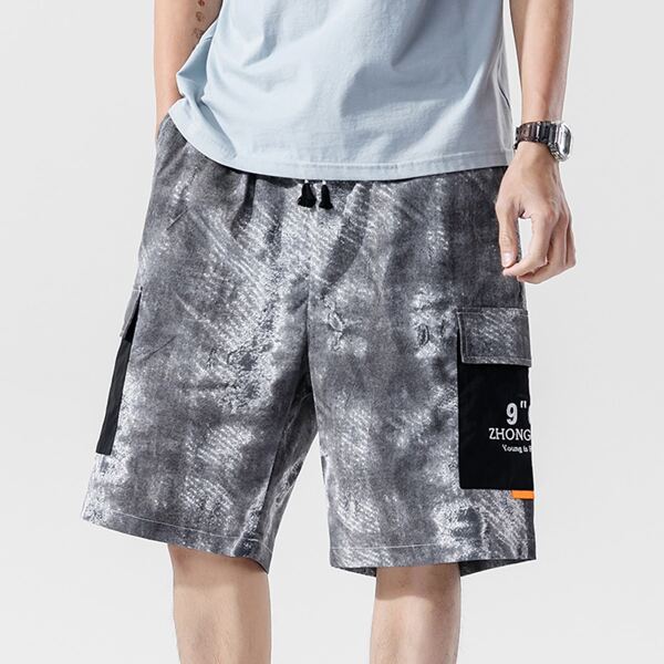 

Men Tie Dye Flap Pocket Shorts, Multicolor